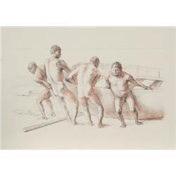 Francisco Zuniga, Hombres con Barca II, Lithograph
