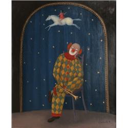 Branko Bahunek, Dreaming Clown, Oil Painting