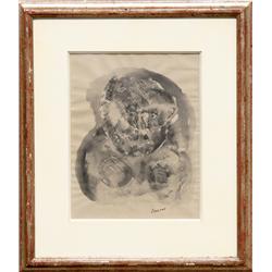 Jose Luis Cuevas, Portrait, Ink Wash Drawing