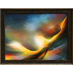 Leonardo Nierman, The Golden Bird, Oil Painting