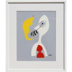 Joan Miro, Man Smoking Pipe, Lithograph
