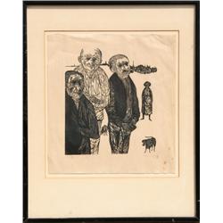 Leonard Baskin, View of Worcester, Woodcut