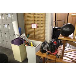 Large Lot Of Gym Benches, Balls And