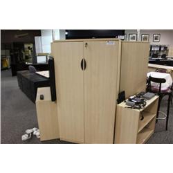 Maple Tall Locking 2 Door Storage Cabinet