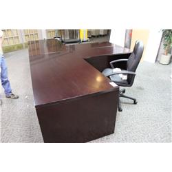 Mahogany L-Shaped Executive Desk