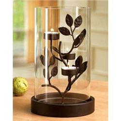 Leaf Hurricane Votive Candle Holder