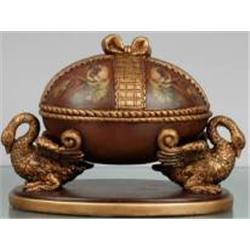 RED POLY RESIN JEWELRY BOX WITH GOLD ACCENTS