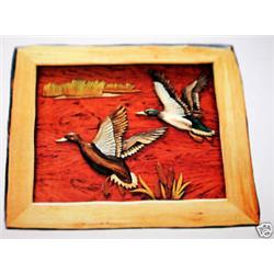 "DUCKS IN FLIGHT" -  WOOD CARVING  -  QUALITY