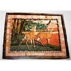 "THE MORNING DEER" - FRAMED -   WOOD CARVING  -  QUALITY