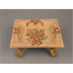 HAND PAINTED PORCELAIN PLATE WITH BRASS ACCENTS