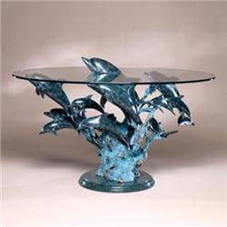 Dolphin Bronze Sculpture Coffee Table