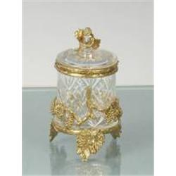 FINE CRYSTAL AND BRASS JAR - MINT