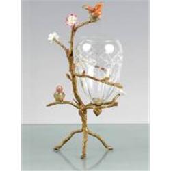 CRYSTAL CANDLEHOLDER ON BRASS BRANCH