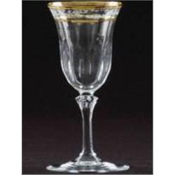 SET OF 6 CRYSTAL FLUTE GLASSES - GOLD & WHITE