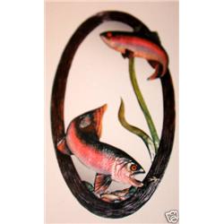 "TROUT" -  HAND CARVED WOOD MIRROR