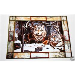 "WINTER WOLVES" - FRAMED -   WOOD CARVING  -  QUALITY