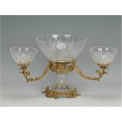 MULTI CRYSTAL BOWL WITH BRASS ACCENT