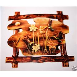 "HUMMINGBIRDS" - FRAMED  WOOD CARVING  -  QUALITY