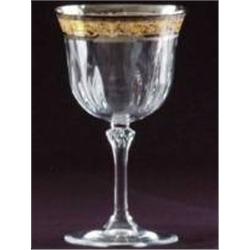 SET OF 6 CRYSTAL WATER GOLBLETS - AMBER & SILVER