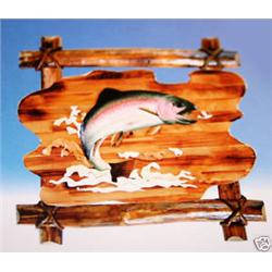"THE TROUT"  - FRAMED -   WOOD CARVING  -  QUALITY