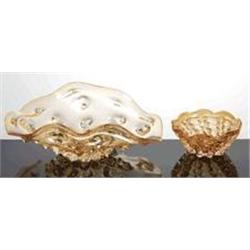 Rare Art Glass 2 pc Bowl Set