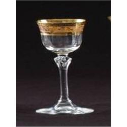 SET OF 6 CRYSTAL LIQUOR GLASSES - GOLD & AMBER