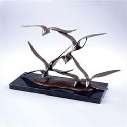 Flying Seagulls Bronze Sculpture