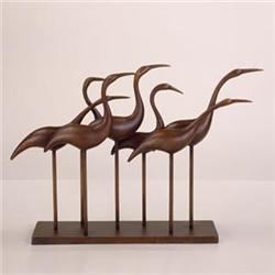 Crane Flock Bronze Sculpture