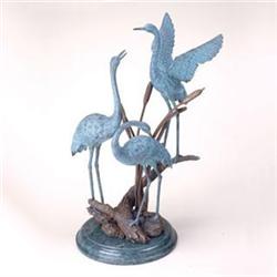 Crane Trio Bronze Sculpture 
