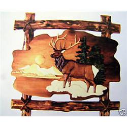 "ELK" - FRAMED  WOOD CARVING  -  QUALITY