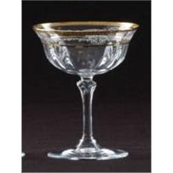 SET OF 6 CRYSTAL MARTINI GLASSES - GOLD & WHITE