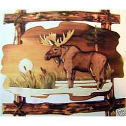 "MOOSE" - FRAMED  WOOD CARVING  -  QUALITY