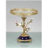 Image 1 : CRYSTAL AND BRASS PLATE ADORNED WITH PORCELAIN