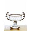 Image 1 : DIAMOND SHAPED CRYSTAL BOWL WITH BRASS ACCENTS