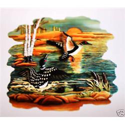 "LOON FAMILY IN FLIGHT"  -   WOOD CARVING  -  QUALITY