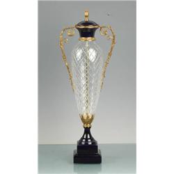 ITALIAN CRYSTAL BRASS AND PORCELAIN VASE
