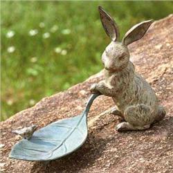 Rabbit with Leaf Bird Feeder