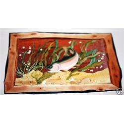 "LARGEMOUTH BASS" - FRAMED -   WOOD CARVING  -  QUALITY