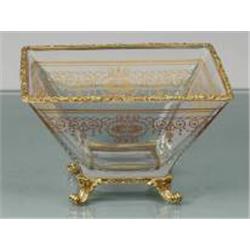 CRYSTAL AND BRASS BOWL WITH 24KT ARTWORK