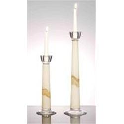 Rare Art Glass Pair of Taper Candle Sticks