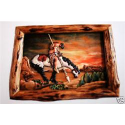 "THE END OF THE TRAIL" - FRAMED -   WOOD CARVING  -  QUALITY