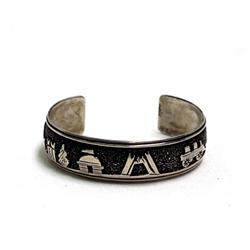 Navajo Silver Storyteller Bracelet By Tom Singer