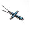 Image 2 : Navajo Silver Turquoise Cross Necklace