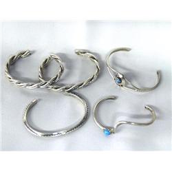 5 Navajo Silver Childs Bracelets
