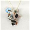 Image 1 : Zuni Silver Inlay Humming Bird Necklace By AW