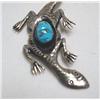Image 3 : Navajo Silver Turquoise Lizard Pin by C. Lee