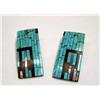 Image 1 : Santo Domingo Inlay Turquoise Pierced Earrings