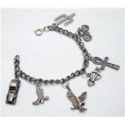 Sterling Silver Charm Bracelet - 7 Charms