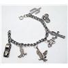 Image 1 : Sterling Silver Charm Bracelet - 7 Charms
