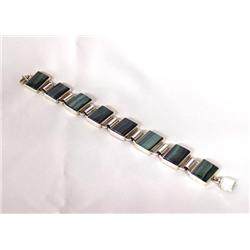 Sterling Silver Malachite Link Bracelet